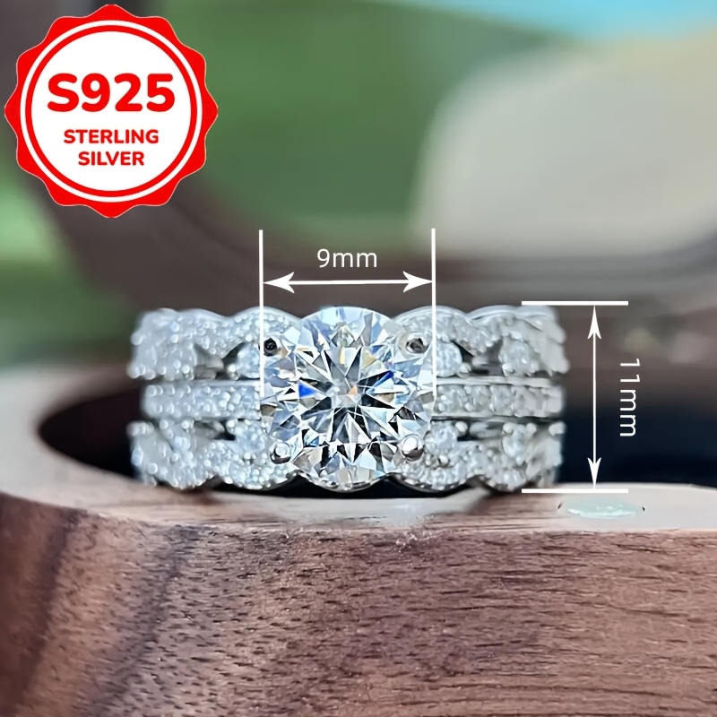 Women's Luxurious S925 Sterling Silver Ring with Zirconia